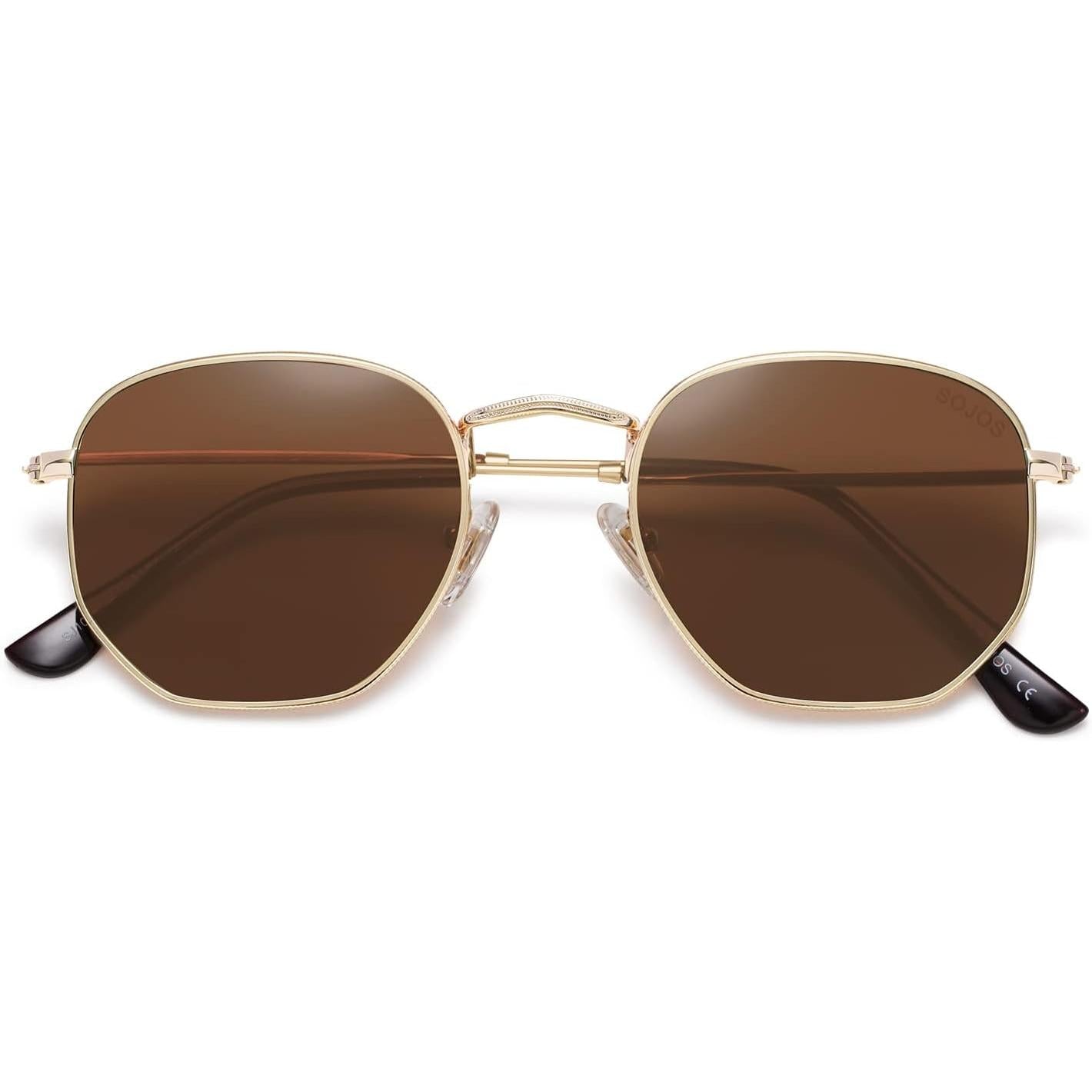 Lentes de Sol SOJOS SJ1072 Cuadrados Polarizados, Estilo Hexagonal Pequeño Retro, Unisex UV400 para Hombre y Mujer